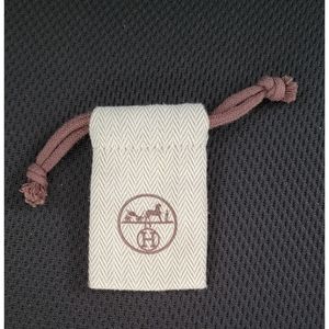Authentic Hermès Tweed Drawstring Jewelry Storage Pouch Dust Bag 3" X 2"